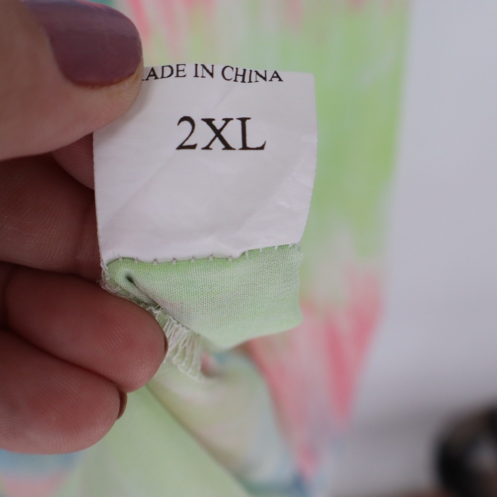 Multicolor Tie Dye Maxi Duster Cardigan Open Front Short Sleeve 2XL - Picture 4 of 6